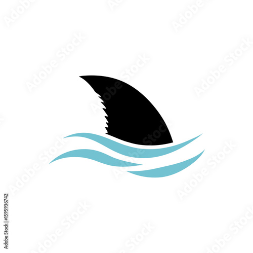 Shark fin in ocean wave icon. Vector illustration