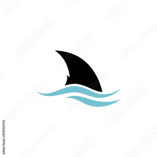 Shark fin in ocean wave icon. Vector illustration
