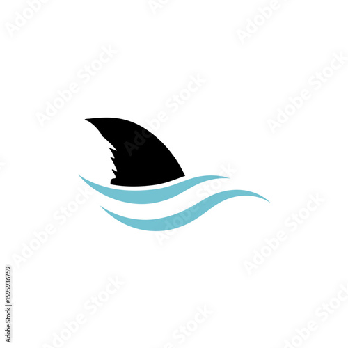 Shark fin in ocean wave icon. Vector illustration