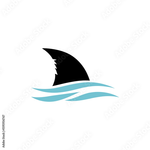 Shark fin in ocean wave icon. Vector illustration