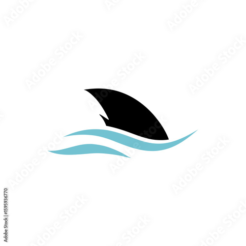 Shark fin in ocean wave icon. Vector illustration