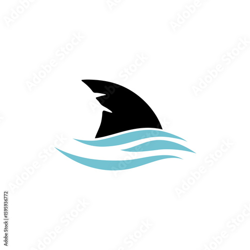 Shark fin in ocean wave icon. Vector illustration