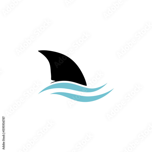 Shark fin in ocean wave icon. Vector illustration
