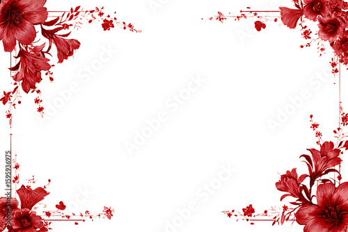 Elegant red flowers border for design