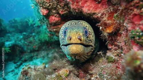Moray eel in the deep ocean