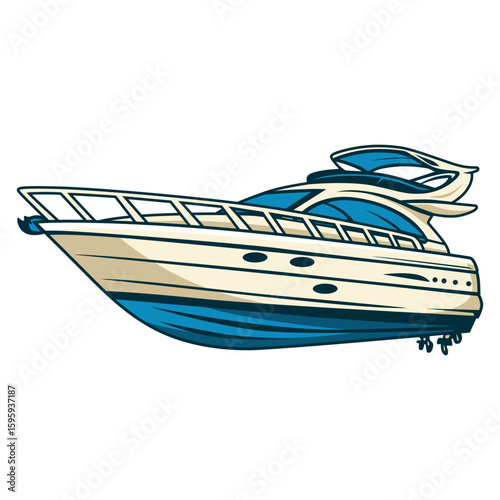 Color vector illustration Motorboat Speedboat Luxury and expensive