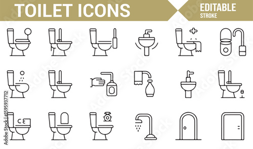 Hygienic and Sanitation Icons for Bathroom and Plumbing Applications