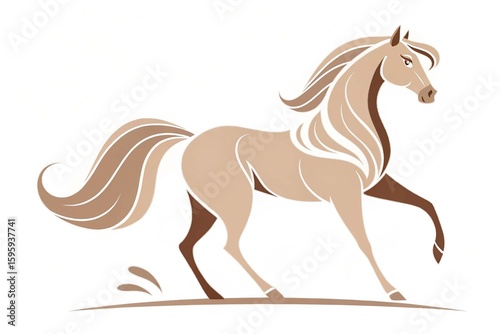 Minimalist flat vector horse illustration simple stylized design soft brown color clean aesthetic animal vector animal vector on White Background