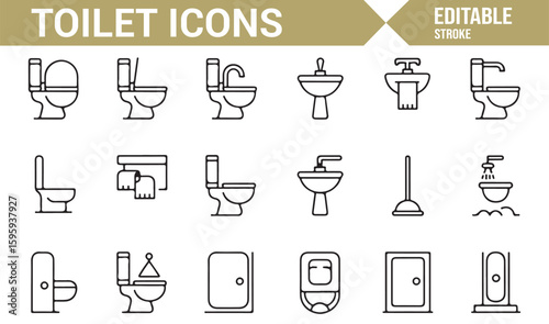 Simple Toilet and Sink Icons for Hygiene and Sanitation Projects