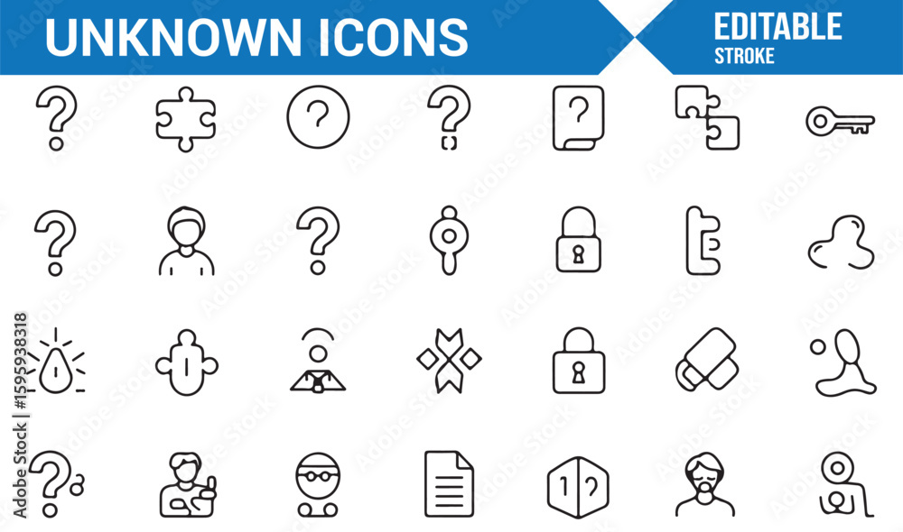 Mysterious Icon Set for Illustrating Confusion, Research, and Problem Solving Mysterious Icon Set for Illustrating Confusion, Research, and Problem Solving