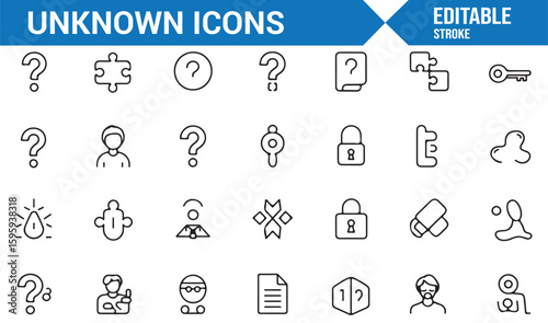 Mysterious Icon Set for Illustrating Confusion, Research, and Problem Solving