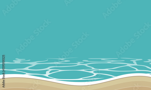 Minimalist vector background of ocean water with light reflections meeting a sandy beach. Perfect for tranquil coastal designs