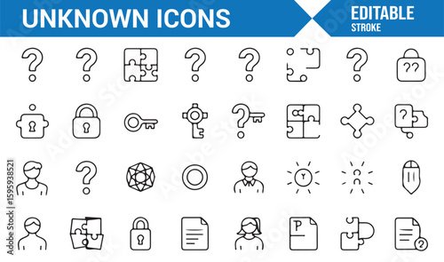 Abstract Icons Featuring Questions, Puzzles, and Unknown Concepts for Design Projects