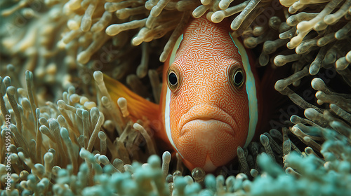 Close-up of a clown fish in an aquarium