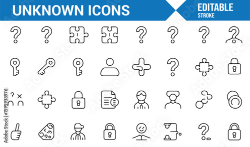 Set of Unknown and Mystery Icons for Conceptual Design Projects