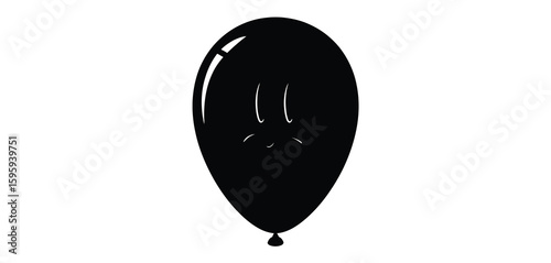 Glossy black oval balloon isolated on white background