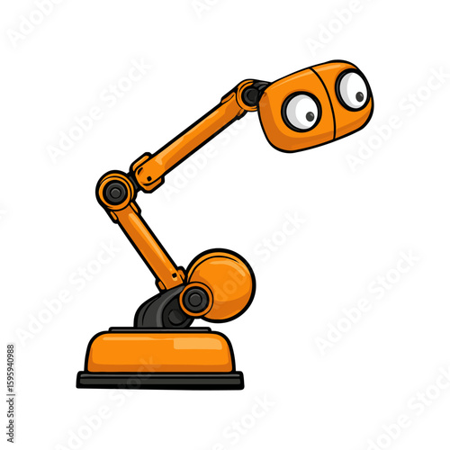 Cute Cartoon Robot Character with Big Eyes Illustration on White Background