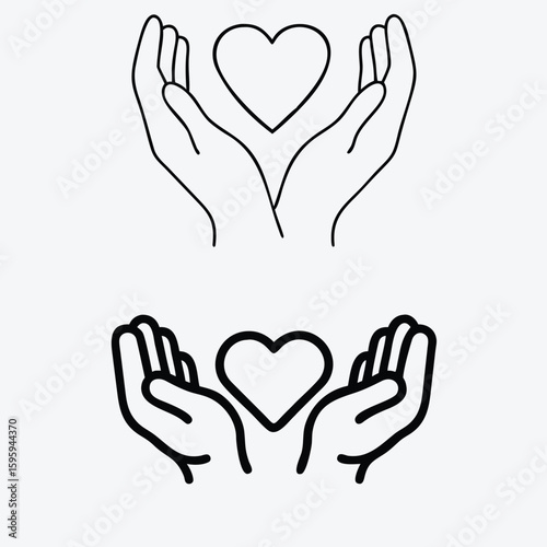 Vector art of two pairs of hands gently holding a heart symbol