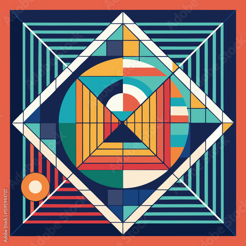 May Spring - Abstract Geometric Poster - Bauhaus Shape Style. Pattern Background. Modern Geometric Grid - Vector Color Art Design