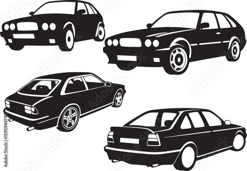 Car Silhouette Vector ,Black Vehicle Shape for Automotive Logo and Print Design