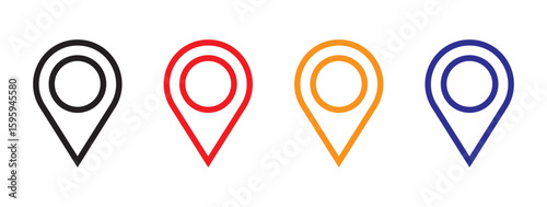 location vector icon set. point illustration sign collection. position symbol.colorful location icon set map pointer pin sign symbol solid and outline designs place address navigation locator sign