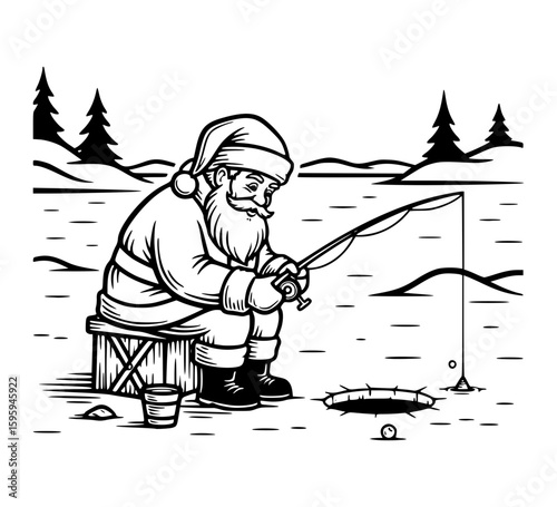Santa Claus Ice Fishing