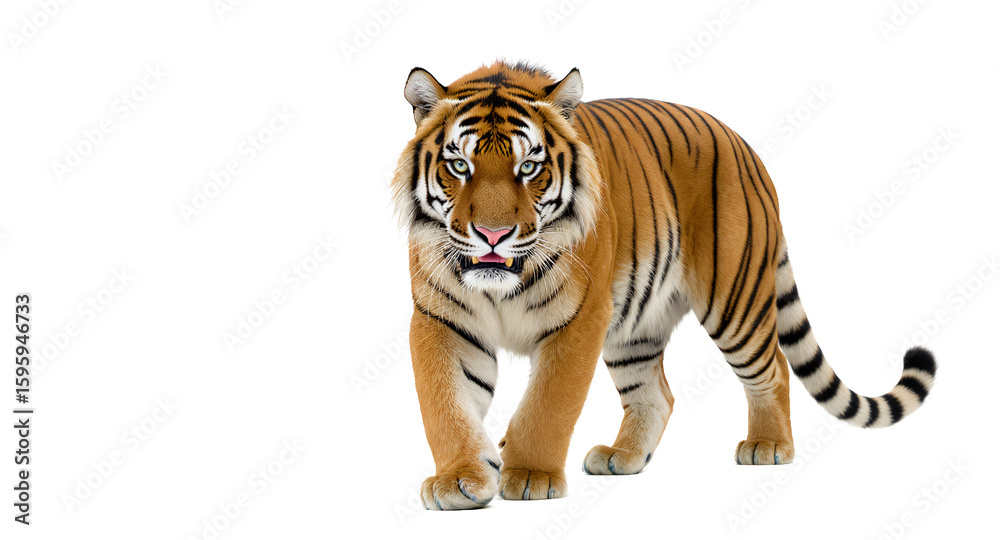 Obraz premium Walking tiger orange and black stripes wild cat big cat predator jungle animal wildlife
