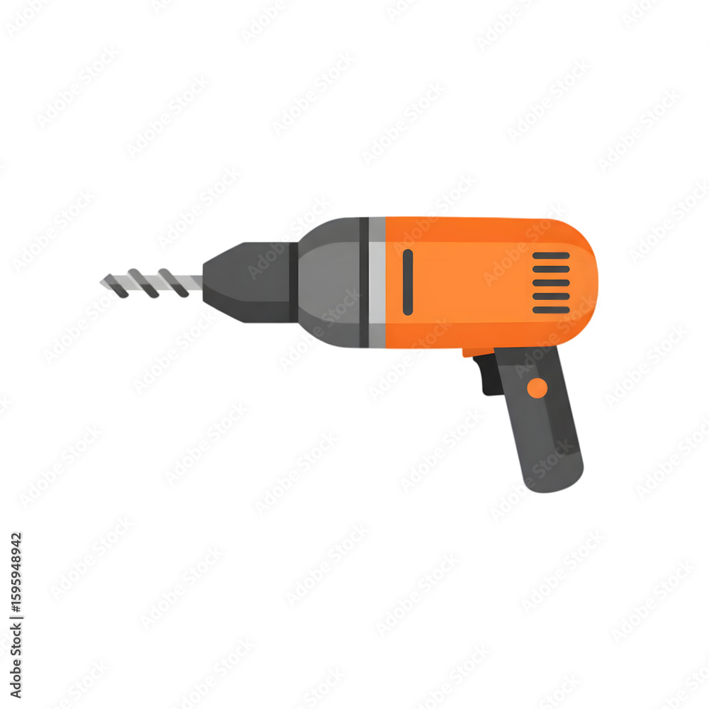 Electric Drill Isolated: A vibrant illustration of an electric drill, perfectly isolated, epitomizing construction and repair with a clean, minimalist design. Electric Drill Isolated: A vibrant illustration of an electric drill, perfectly isolated, epitomizing construction and repair with a clean, minimalist design.