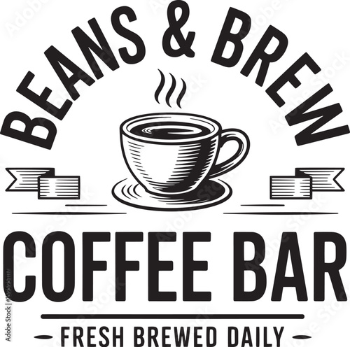 Retro Coffee Sign Collection with Typography Quotes and Artwork, Hand Drawn Vintage Coffee Shop Signs and Labels, Coffee Quote Designs in Retro Style for Café Decor, Black and White Coffee Sign Set