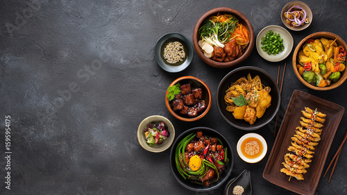 Colorful Assortment of Fresh Vegetables and Ingredients on Rustic Wooden Table