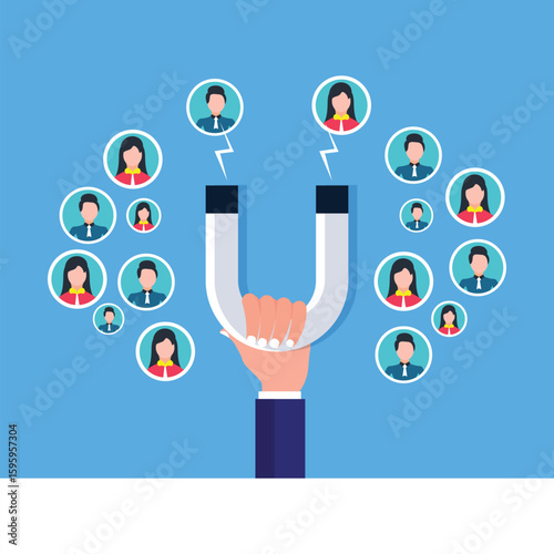 Customer retention. Online traffic magnet, strategy of customers attraction and inbound marketing concept