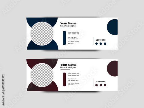 Minimalist email signature template design or email footer and personal social media cover