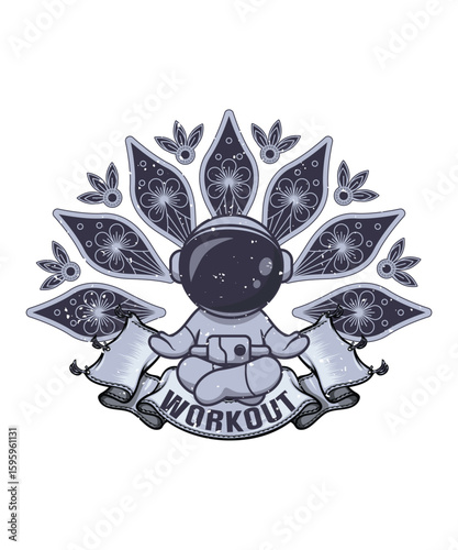 Workout T-shirt Design, Astronaut Art, EPS, VECTOR
