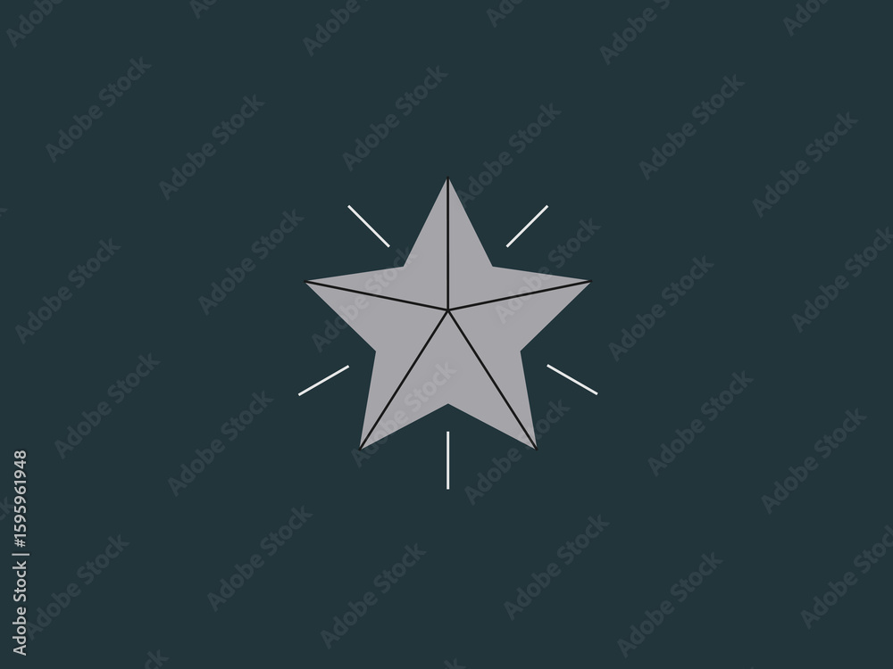 Obraz premium solid grey five pointed star centered on a dark teal background
