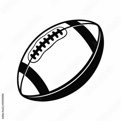 Classic american football icon in black and white outline style
