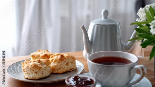 Wallpaper Mural Afternoon tea with biscuits, tea, and jam Torontodigital.ca