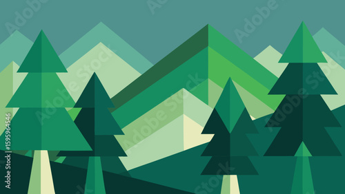 abstract forest created from triangles and rectangles
