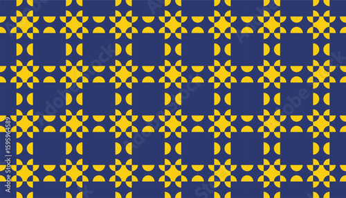 Repeating semicircle floral motif with modern symmetry