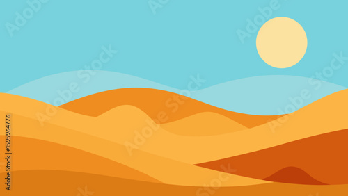 simplified desert landscape with three tone sand dunes