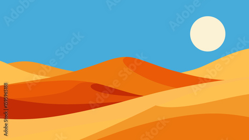 simplified desert landscape with three tone sand dunes