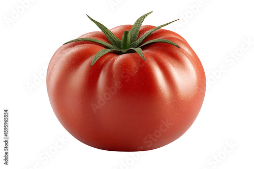 Studio shot of a vibrant red tomato, isolated on a black background close-up