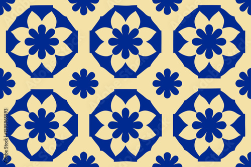 seamless pattern portuguese tile rosettes soft