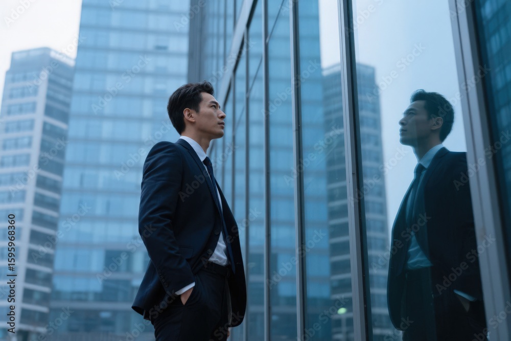 Fototapeta premium Businessman Admiring His Reflection