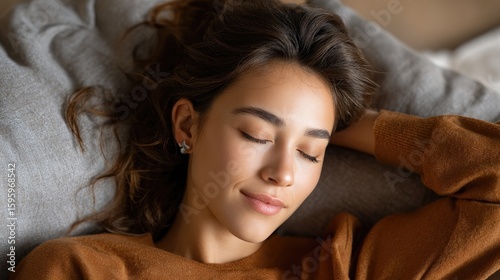 Woman sleeping relaxed indoor portrait