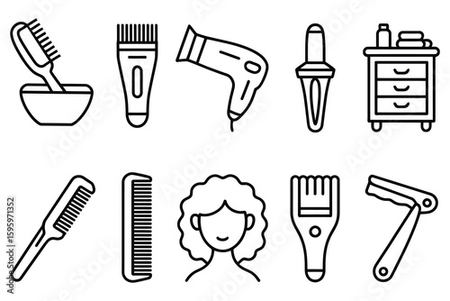 Hairdressing tools and person hairdryer comb