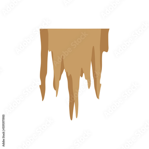 Stalactites or stalagmites. Cave limestone rocks. Natural geology formations. Vector illustration