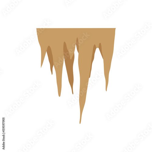 Stalactites or stalagmites. Cave limestone rocks. Natural geology formations. Vector illustration