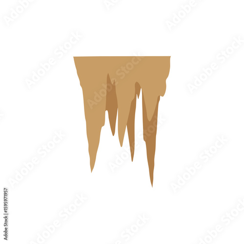 Stalactites or stalagmites. Cave limestone rocks. Natural geology formations. Vector illustration