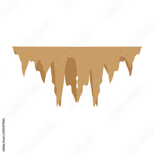 Stalactites or stalagmites. Cave limestone rocks. Natural geology formations. Vector illustration
