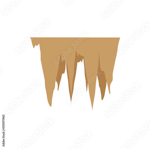 Stalactites or stalagmites. Cave limestone rocks. Natural geology formations. Vector illustration